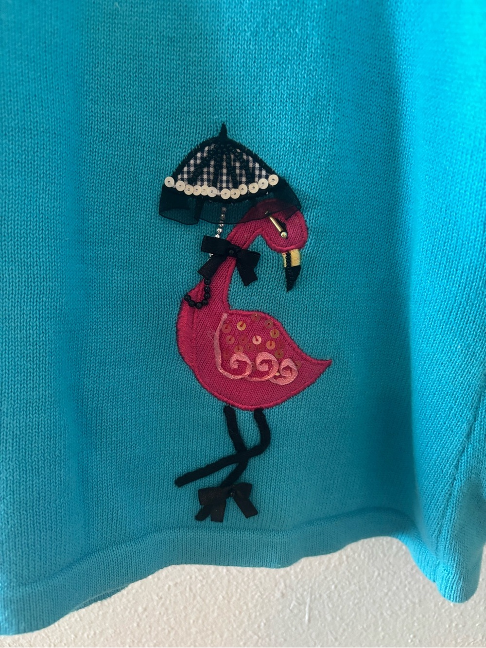 Vintage Jack B. Quiek Tropical Flamingo Embroidered Cardigan - Picture 9 of 9